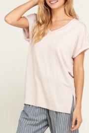 V Neck Rolled Up Sleeve Tunic