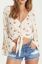  Autumn-floral Bell-sleeve Blouse