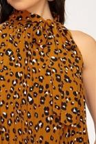  Pleated Leopard Blouse