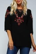  Boho Embroidered Love-top
