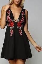  Floral Embroidered Mini Dress