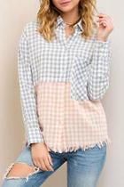  Frayed Checkered Button Down