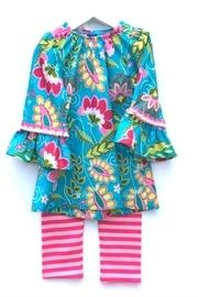  Turquoise Floral Tunic-set