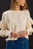  Ruffled Sleeves Sweater