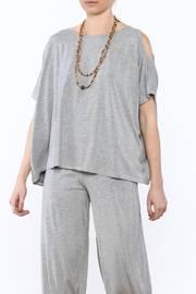  Grey Cold Shoulder Top