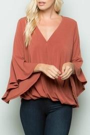  Cross-front Bell-sleeve Top