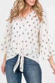  Printed Tie Front Top