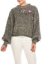  Jewel Front Sweater