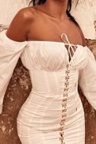  Off-shoulder White Dress