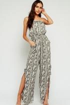  Off-shoulder Snake-skin Jumpsuit