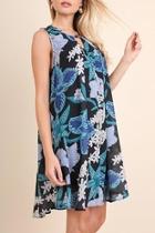  Black/turquoise Tropical Dress