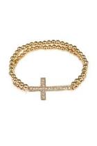 Goldtone Cross Stretchable Bracelet