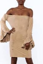  Flared Sleeve Off The Shoulder Dress