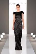  Cap Sleeve Sequins Gown