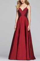  Long V-neck Taffeta Ballgown