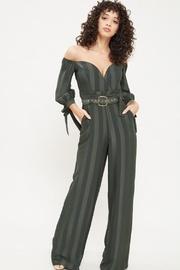  Off-shoulder Stripe Jumpsuit