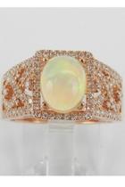  14k Rose Gold Opal And Diamond Engagement Ring Size 7 October Gemstone