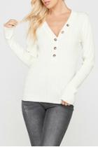  Buttoned V-neck Sweater