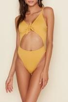  High Cup Tie Front One Piece Swimsuit