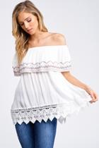  Embroidered Off The Shoulder Crochet Top