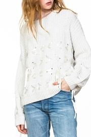  Chenille Lace-detailed Sweater