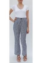  High-waist Navy-white Trousers