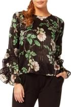  Floral-ruffle Sleeve Blouse