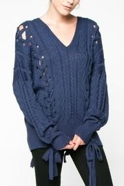  Indigo Lace Up Sweater