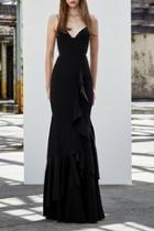  Satin Ruffle Gown