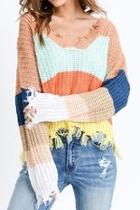  Multi-color Ripped Sweater