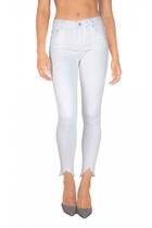  5 Pocket Triangle Hem White Jeans