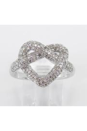  White Gold Diamond Ring, Diamond Heart Ring, Diamond Cluster Ring, Size 7, Pretzel Twist Ring