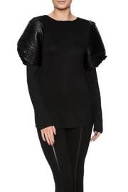  Faux Leather Sleeve Top