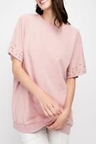  Pearls-distressed Tunic Top