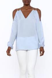  Sheer Blue Cold Shoulder Top
