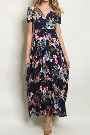 Smocked Detail Floral Plus Dress
