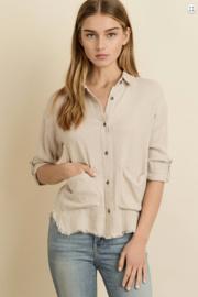  Raw Hem Button Down Shirt