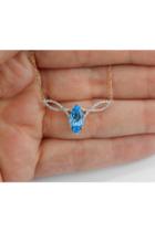  Diamond And Blue Topaz Necklace Pendant 17 Rose Gold Chain Wedding Gift