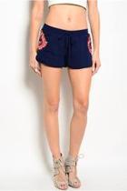  Navy Embroidered Shorts