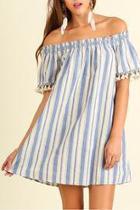  Striped Tassel Dress