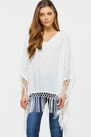  Embroidered Tassel Fringe Trim Poncho