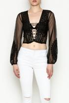  Lace Cropped Blouse