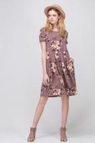  Mauve-floral Pocket Dress