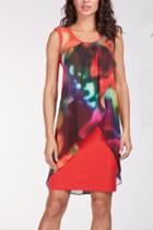  Rainbow Chiffon Overlay Dress