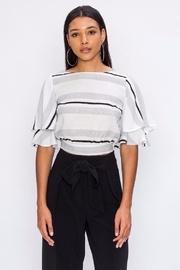  Striped-top W/ Draped-sleeves