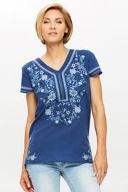  Embroidered V-neck Tee