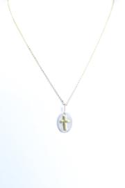  Oval Cross Necklace - 9 Inch Chain
