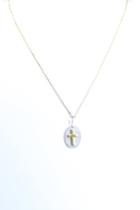 Oval Cross Necklace - 9 Inch Chain