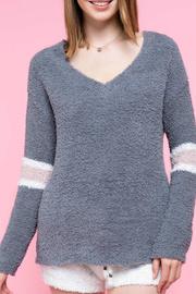  Berber Fleece V Neck W Contrast Slv Bands