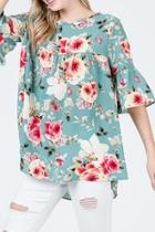  Teal Floral Top